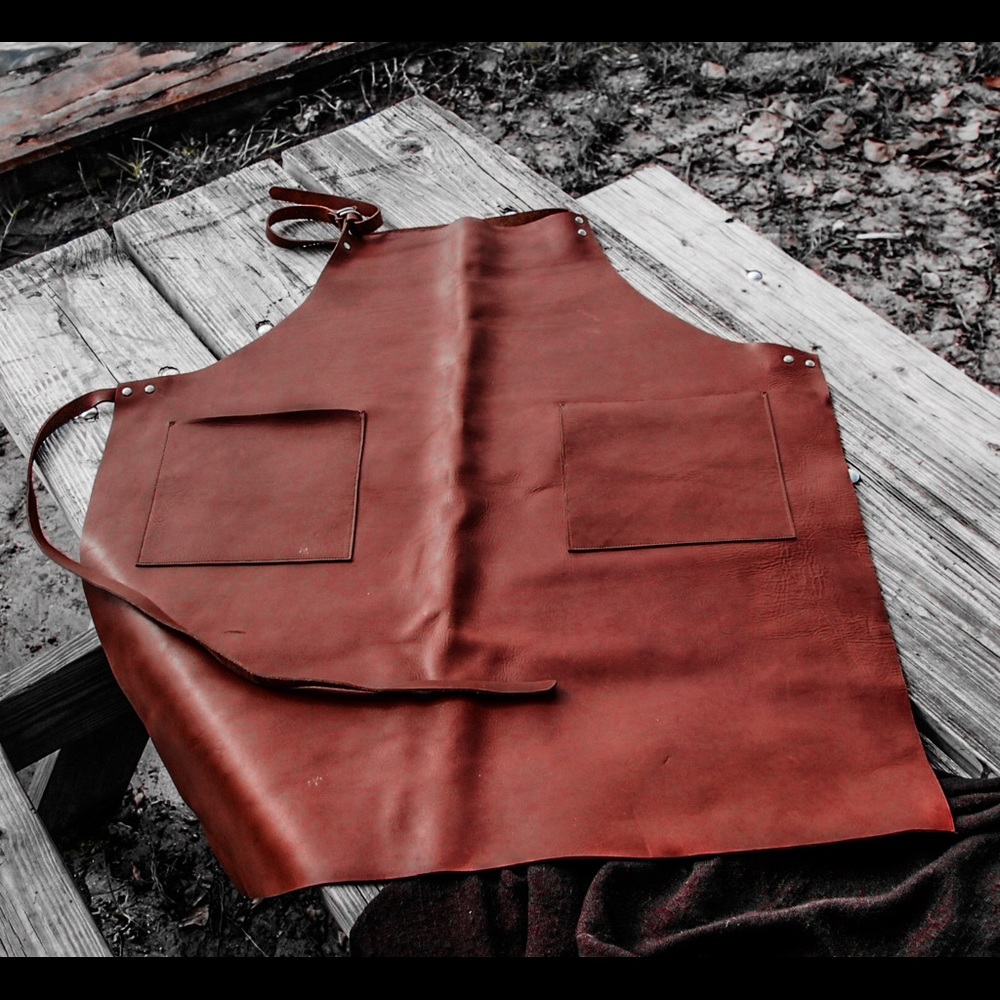 Genuine vegetable leather full apron new
